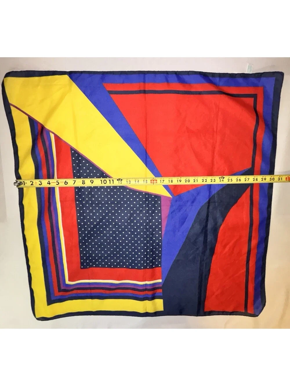 Vtg Baar Beards Scarf Italy Polyester 31” Square Geometric Polka Dot Colorblock